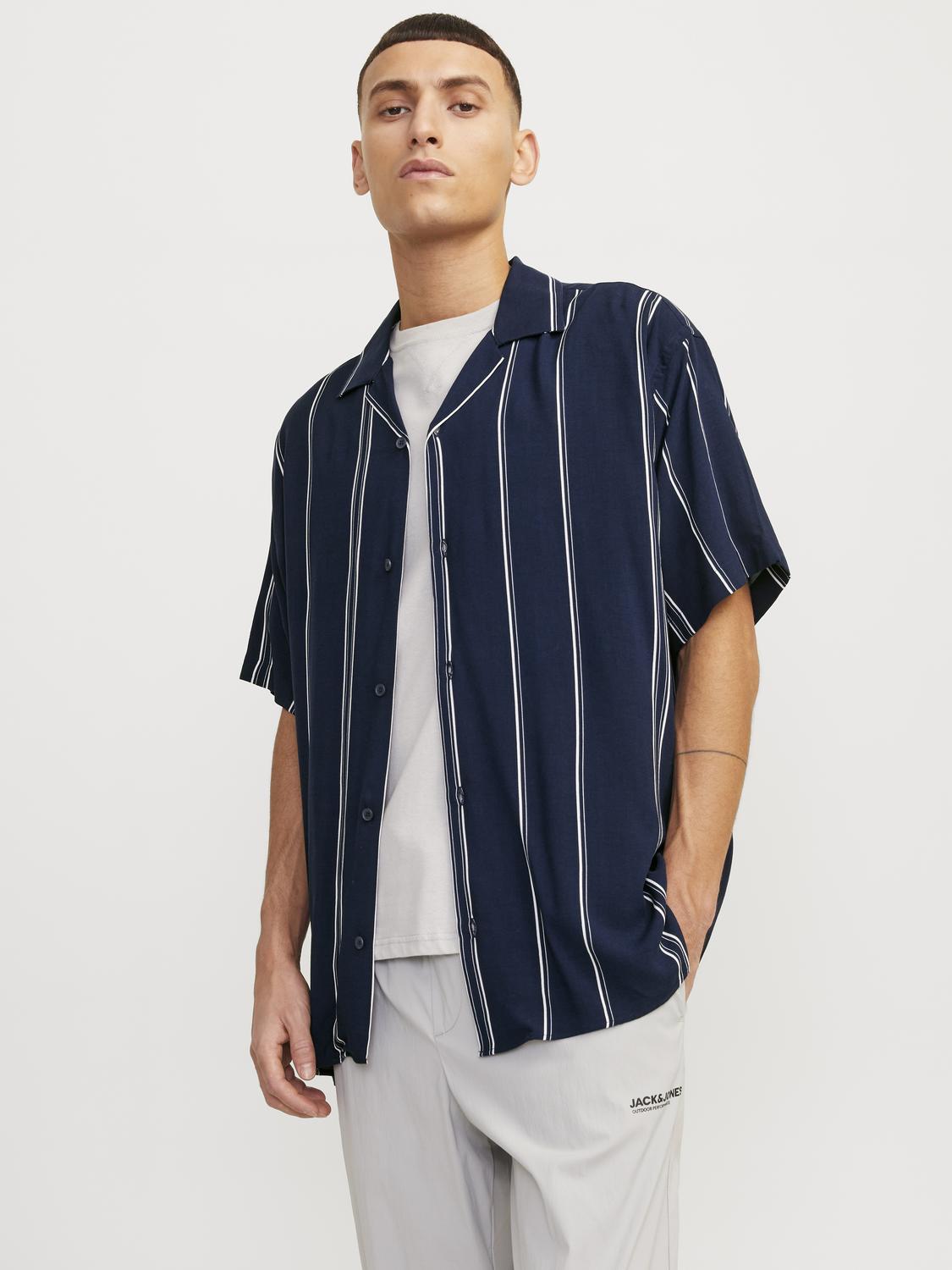 JCOJEFF AOP RESORT SHIRT SS RELAX LN navy blazer