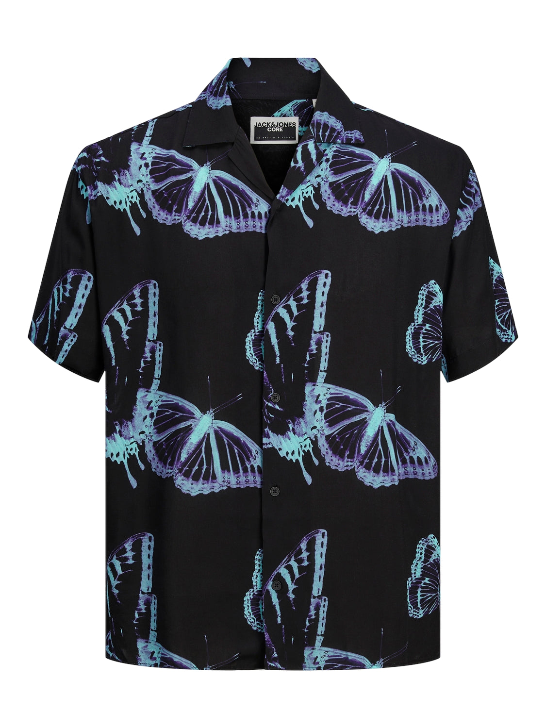 JCOJEFF AOP RESORT SHIRT SS RELAX LN black/butterfly