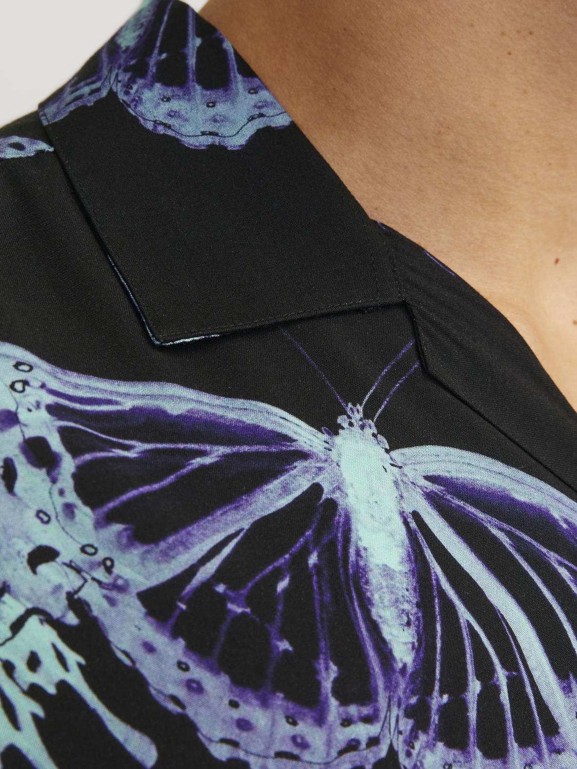 JCOJEFF AOP RESORT SHIRT SS RELAX LN black/butterfly