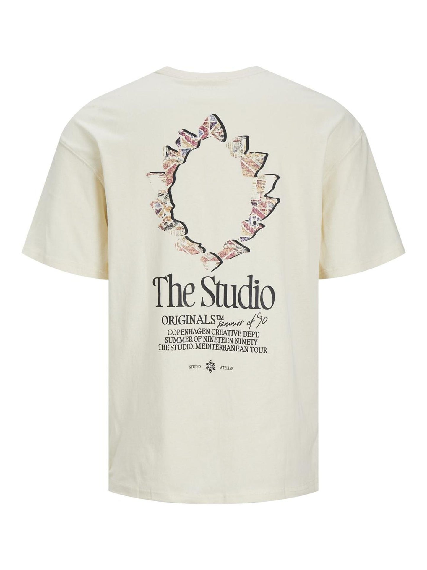 JORNOTO GRAPHIC BACK TEE SS CREW NECK LN buttercream