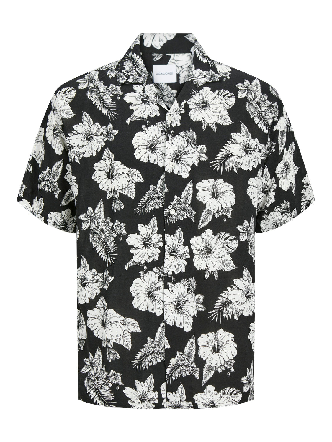 JJGURU MONOCHROME AOP RESORT SHIRT SS black